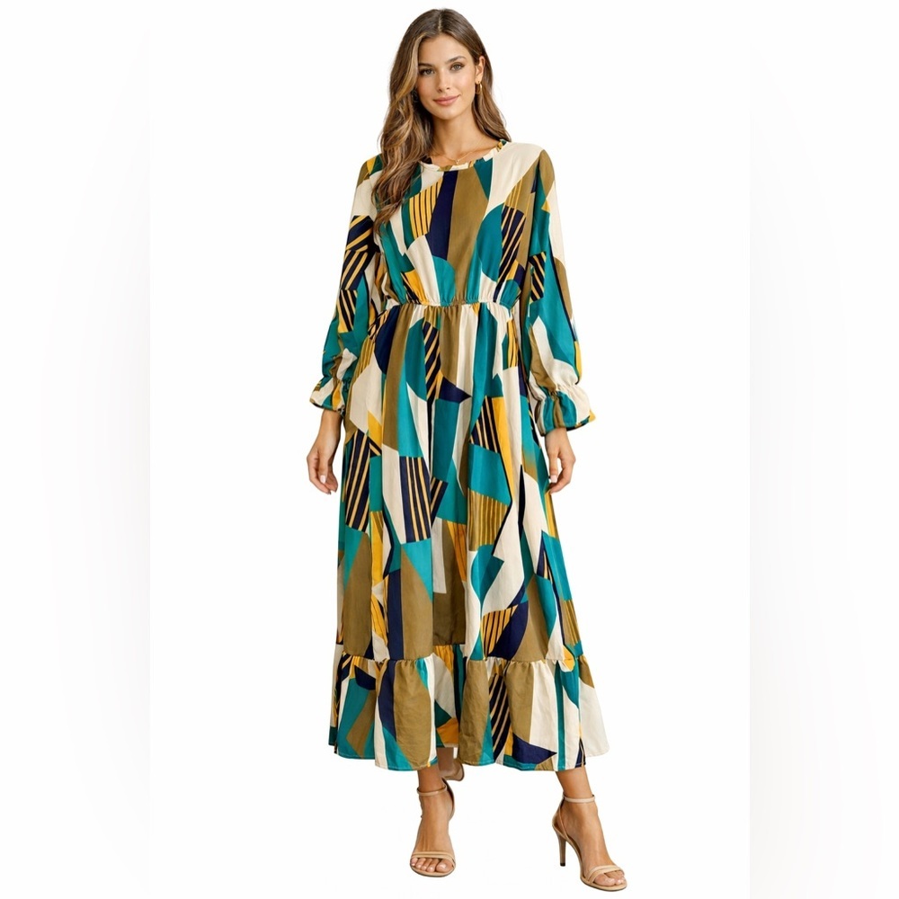 Colorful Geometric Patterned Dress